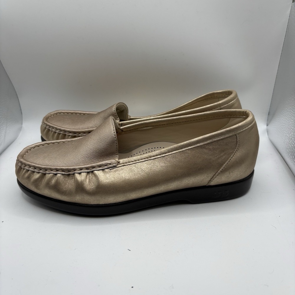 SAS Tripad Comfort Loafers Womens 9WW Gold Leather Slip On Orthopedic Shoes